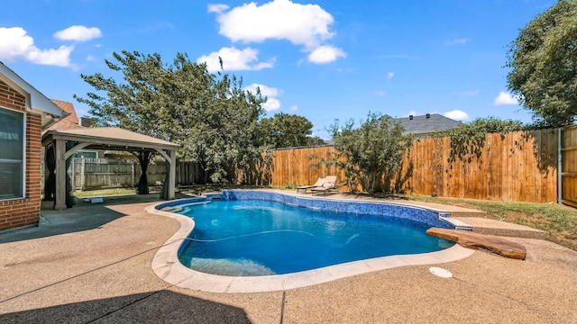 5709 Courtney Cir, Haltom City, TX 76137 - view of pool with a gazebo, a patio, and a fenced backyard