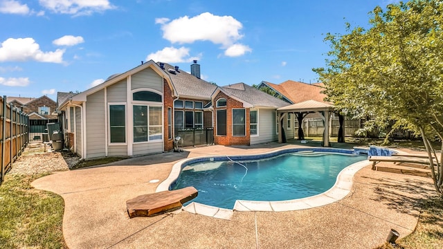 5709 Courtney Cir, Haltom City, TX 76137 - view of pool featuring a gazebo, a patio area, and a fenced backyard