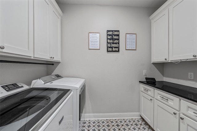 386 Cavitt Ct, Robinson, TX 76706 - washroom with washer and clothes dryer, cabinet space, and baseboards