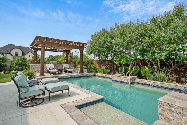 6286 Brentway Rd, Frisco, TX 75034 - view of pool featuring area for grilling, a pergola, a patio, and a fenced backyard