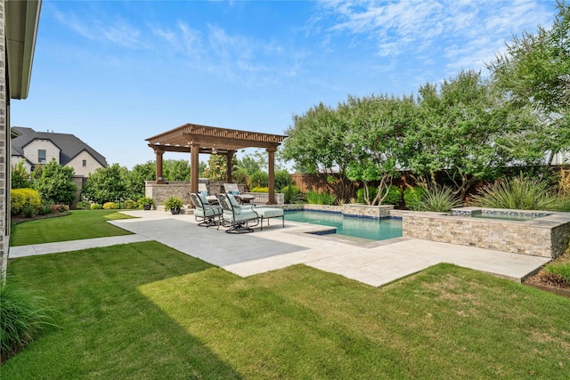 6286 Brentway Rd, Frisco, TX 75034 - view of swimming pool with an in-ground hot tub, a patio, a pergola, and exterior kitchen