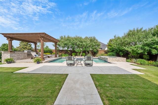 6286 Brentway Rd, Frisco, TX 75034 - view of swimming pool featuring an in-ground hot tub, a pergola, a patio, and area for grilling