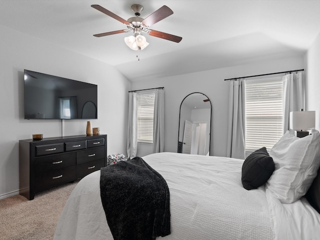 4148 Agatha Ln, Celina, TX 76227 - bedroom featuring vaulted ceiling, light carpet, and a ceiling fan