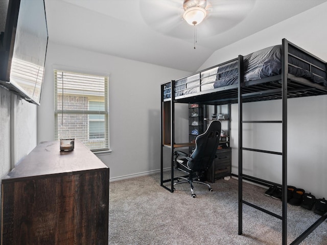 4148 Agatha Ln, Celina, TX 76227 - bedroom featuring carpet floors, lofted ceiling, a desk, baseboards, and ceiling fan