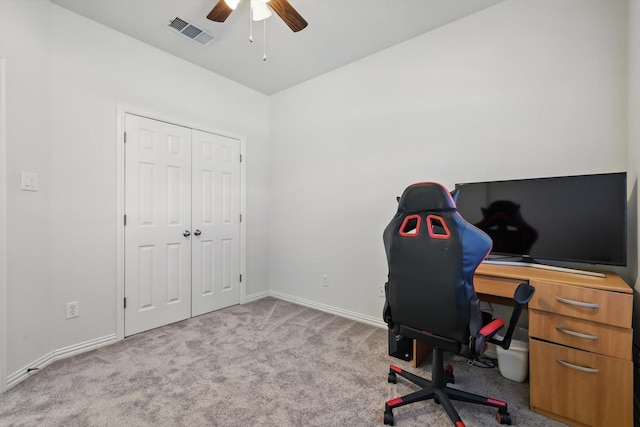 736 Kilbridge Ln, Coppell, TX 75019 - carpeted office space with a ceiling fan and baseboards