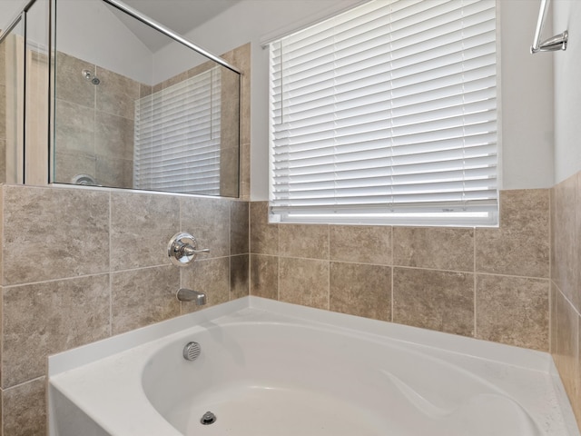 4204 Cordata Dr, Melissa, TX 75454 - bathroom featuring a garden tub and tiled shower