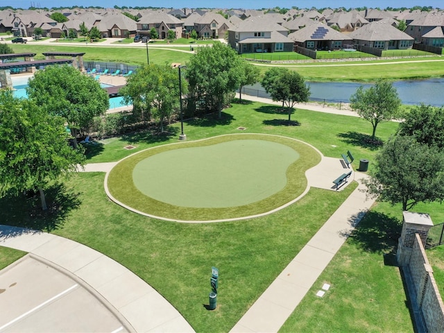 4204 Cordata Dr, Melissa, TX 75454 - view of property's community with a residential view, a water view, a putting green, and a lawn