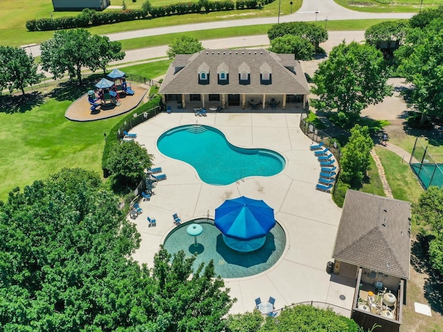 4204 Cordata Dr, Melissa, TX 75454 - view from above of property with a pool area