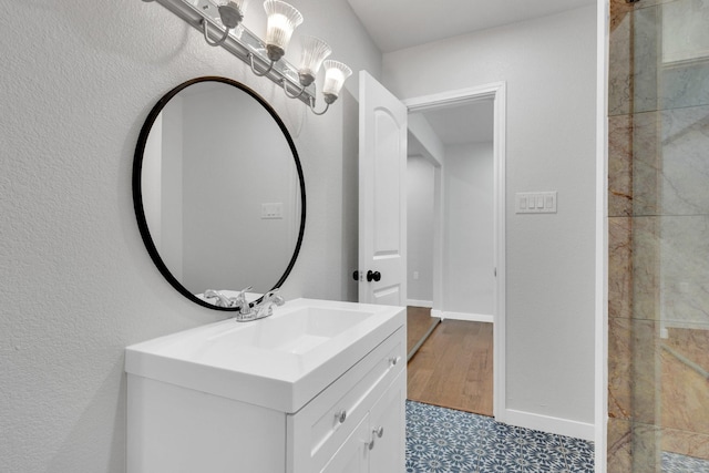 815 N Seven Points Dr, Kemp, TX 75143 - bathroom with vanity, tile patterned floors, and baseboards