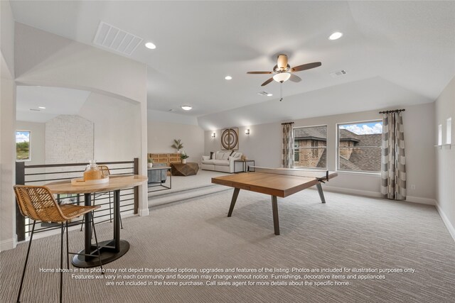 5226 Rowlan Row, Midlothian, TX 76065 - game room with carpet floors, ceiling fan, healthy amount of natural light, and recessed lighting