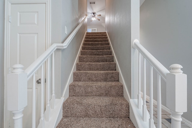 6937 Andress Dr, Fort Worth, TX 76132 - stairway featuring ceiling fan