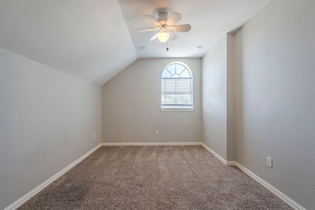 6937 Andress Dr, Fort Worth, TX 76132 - bonus room with carpet floors, vaulted ceiling, ceiling fan, and baseboards