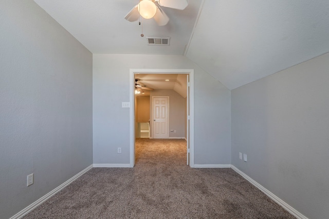 6937 Andress Dr, Fort Worth, TX 76132 - carpeted spare room featuring a ceiling fan, lofted ceiling, and baseboards