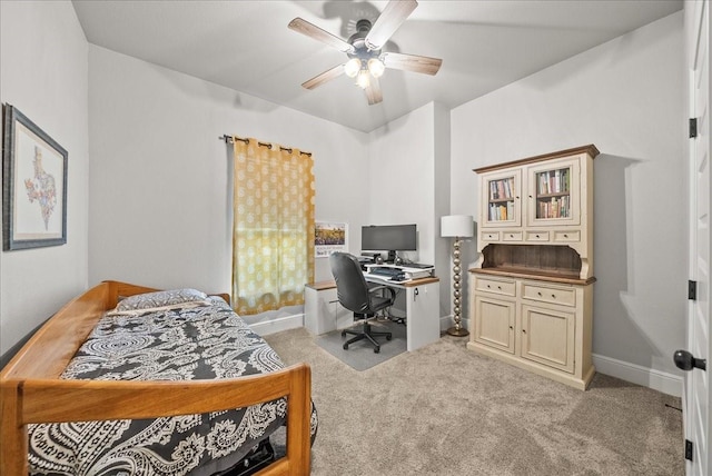 184 Lakeview Cir, Pilot Point, TX 76258 - bedroom with carpet floors, an office area, a ceiling fan, and baseboards