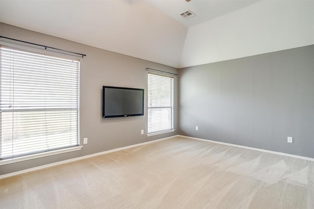 9805 Rockledge Rd, Fort Worth, TX 76108 - unfurnished room with light colored carpet, baseboards, and vaulted ceiling