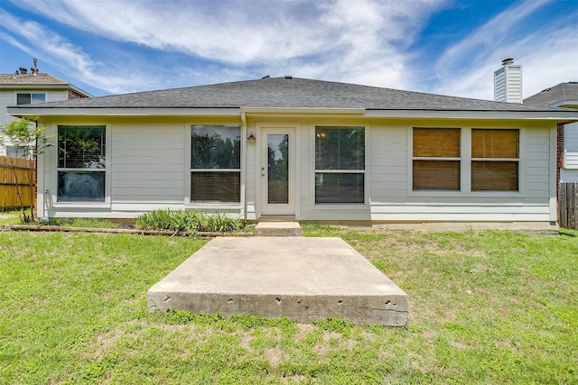 9805 Rockledge Rd, Fort Worth, TX 76108 - rear view of property with a chimney, a patio, and roof with shingles