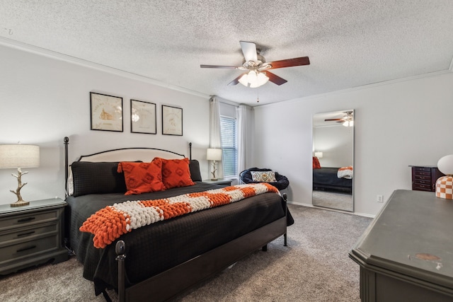 2300 Avalon Creek Way, Mckinney, TX 75071 - carpeted bedroom with a textured ceiling, ceiling fan, crown molding, and a closet