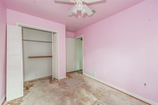 245 Straw Rd, Saginaw, TX 76179 - unfurnished bedroom with a closet, baseboards, a ceiling fan, and concrete flooring