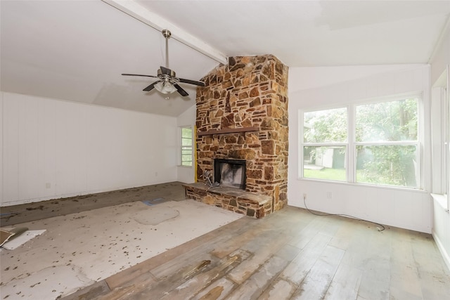 245 Straw Rd, Saginaw, TX 76179 - unfurnished living room featuring a fireplace, a ceiling fan, and light wood-style flooring