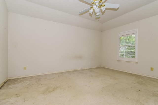 4005 Cavalier Dr, Rowlett, TX 75088 - empty room with carpet, baseboards, lofted ceiling, and a ceiling fan