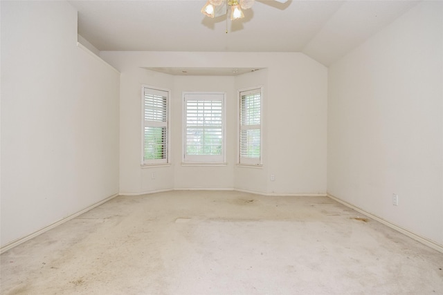 4005 Cavalier Dr, Rowlett, TX 75088 - empty room with ceiling fan, carpet, baseboards, and vaulted ceiling