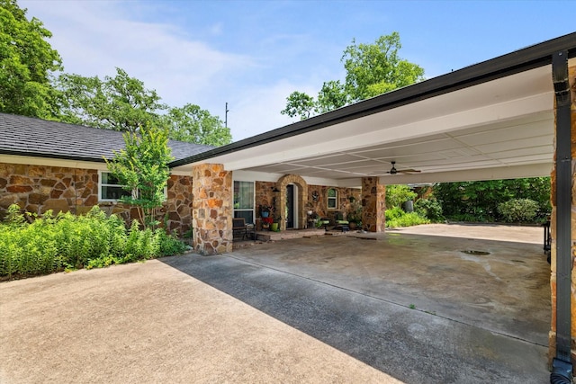 2816 Nottingham Dr, Denton, TX 76209 - view of car parking featuring a ceiling fan, an attached carport, and concrete driveway