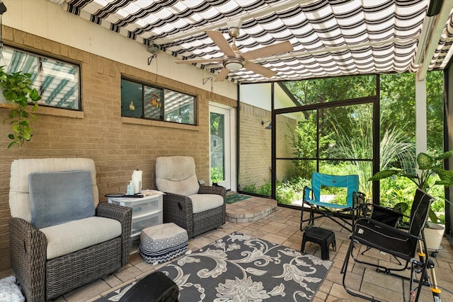 2816 Nottingham Dr, Denton, TX 76209 - sunroom / solarium featuring ceiling fan