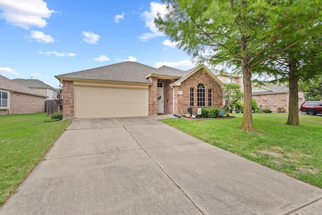 3705 Applewood Rd, Melissa, TX 75454 - view of front of house with brick siding, a garage, concrete driveway, and a front yard