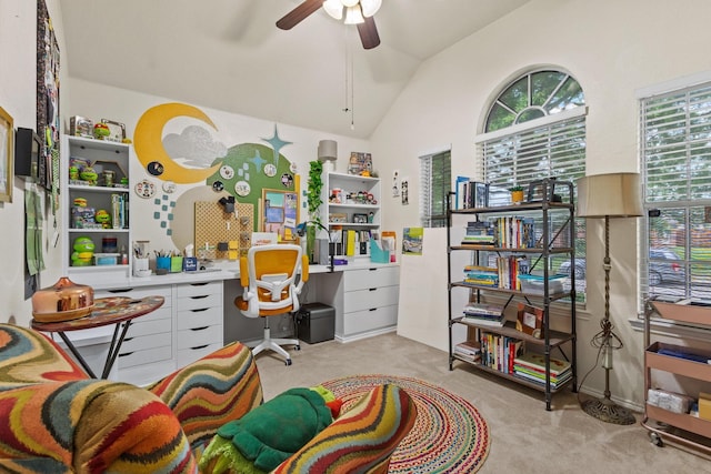 3705 Applewood Rd, Melissa, TX 75454 - carpeted office space featuring vaulted ceiling and ceiling fan