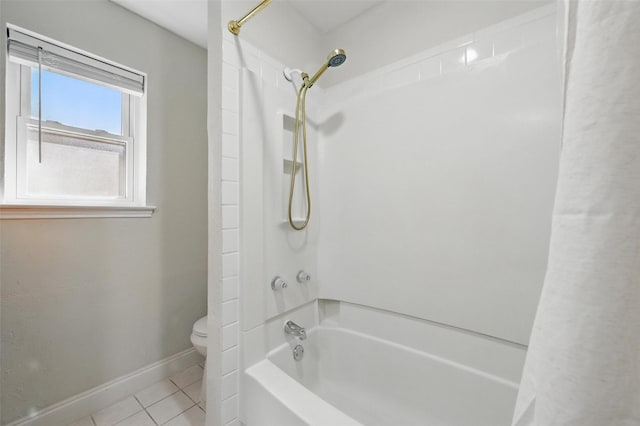 3407 Dovecreek Dr, Arlington, TX 76016 - full bath featuring shower / tub combination, tile patterned flooring, toilet, and baseboards