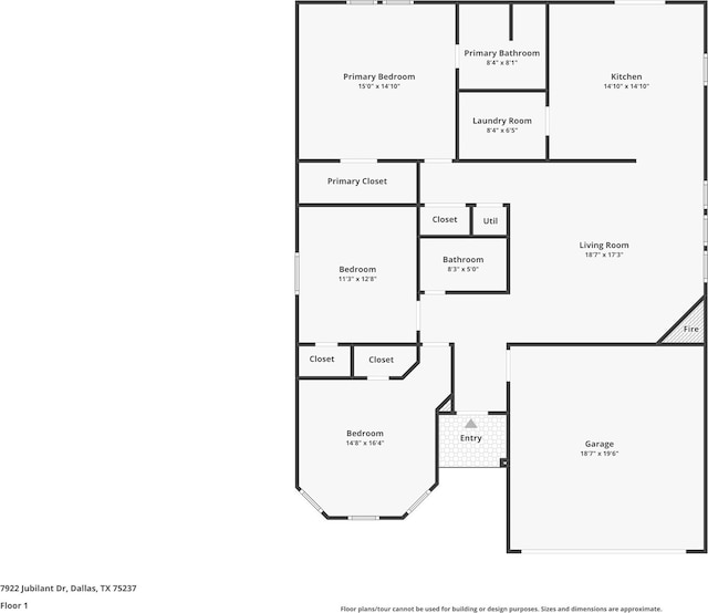 7922 Jubilant Dr, Dallas, TX 75237 - property floor plan
