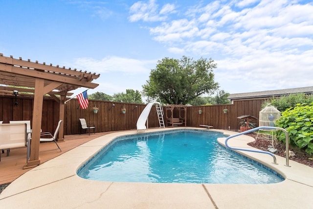204 Glenwick Pl, Allen, TX 75013 - view of pool featuring a water slide, a fenced backyard, and a patio