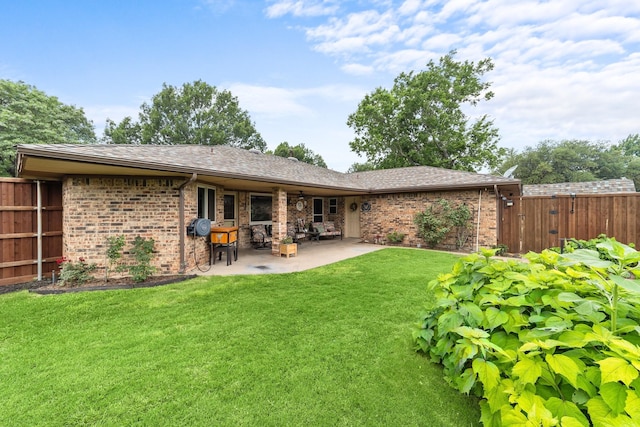 204 Glenwick Pl, Allen, TX 75013 - back of property featuring brick siding, a patio area, and roof with shingles
