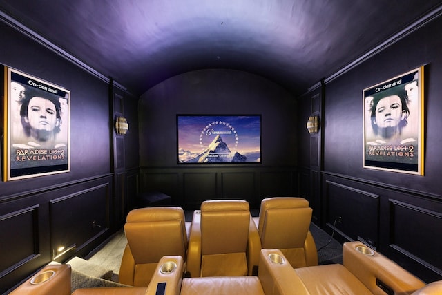 2 Terrabella Ln, Heath, TX 75032 - cinema room with a decorative wall and vaulted ceiling