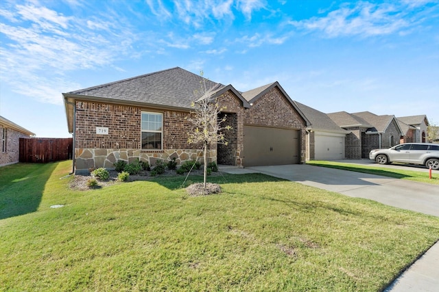 719 Dove Haven Way, Lavon, TX 75166 - view of front facade featuring brick siding, concrete driveway, a garage, and a shingled roof