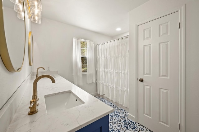 145 Vista Dr, Eustace, TX 75124 - bathroom featuring double vanity and recessed lighting