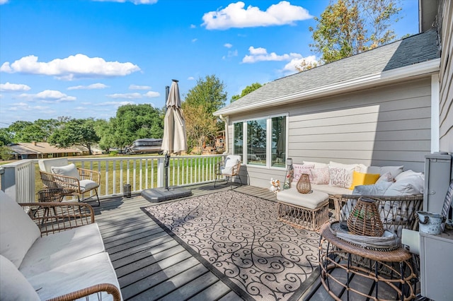 145 Vista Dr, Eustace, TX 75124 - wooden deck featuring outdoor lounge area and a yard