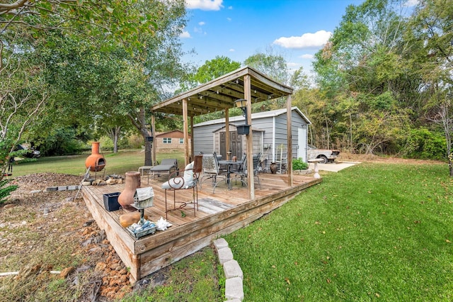 145 Vista Dr, Eustace, TX 75124 - view of green lawn featuring a wooden deck