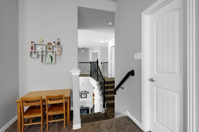 2806 Palmerston Dr, Midlothian, TX 76065 - stairs with baseboards and carpet floors