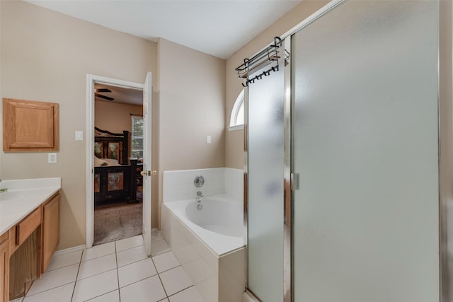 1053 Pullman Dr, Saginaw, TX 76131 - bathroom featuring ensuite bath, a garden tub, vanity, and a stall shower