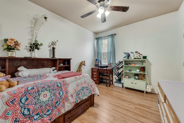 1053 Pullman Dr, Saginaw, TX 76131 - bedroom with light wood-style flooring, ceiling fan, and vaulted ceiling