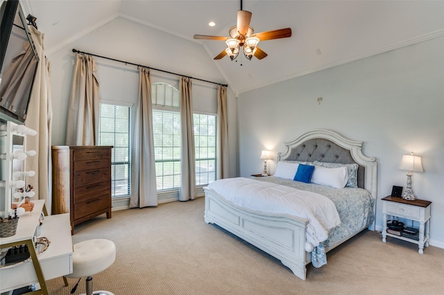 336 Maggie St, Canton, TX 75103 - bedroom featuring light carpet, lofted ceiling, ceiling fan, and recessed lighting