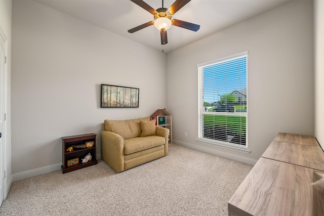 217 Golden Arrow Dr, Weatherford, TX 76087 - sitting room featuring ceiling fan, baseboards, and carpet flooring