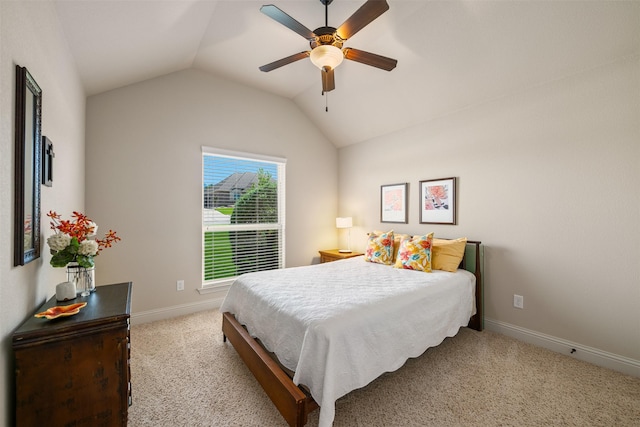 217 Golden Arrow Dr, Weatherford, TX 76087 - carpeted bedroom featuring lofted ceiling, baseboards, and ceiling fan
