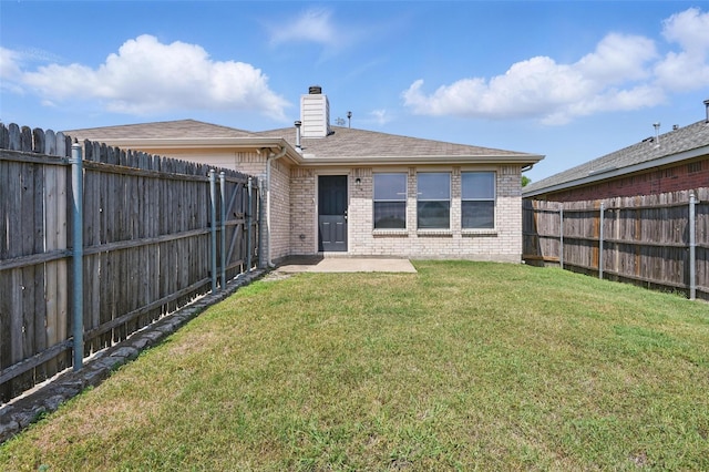 2712 Murphy Dr, Lancaster, TX 75134 - rear view of property with brick siding, a chimney, a patio, cooling unit, and roof with shingles