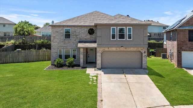 4204 Birch Creek Rd, Fort Worth, TX 76244 - view of front of home featuring cooling unit, a garage, brick siding, concrete driveway, and a shingled roof