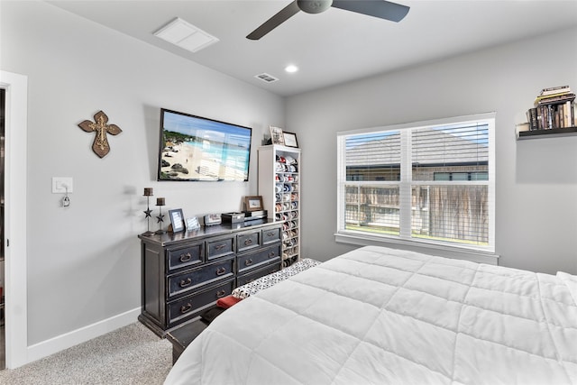 4518 Velta Ln, Abilene, TX 79606 - bedroom with baseboards, carpet floors, a ceiling fan, and recessed lighting