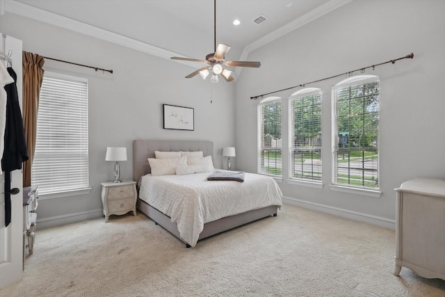 4219 Bal Harbour Ln, Frisco, TX 75033 - carpeted bedroom with crown molding, baseboards, ceiling fan, and recessed lighting