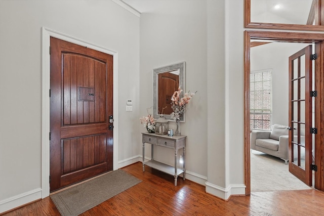 4219 Bal Harbour Ln, Frisco, TX 75033 - foyer entrance featuring baseboards, wood finished floors, and french doors