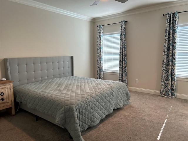 140 Hummingbird Dr, Weatherford, TX 76088 - carpeted bedroom with crown molding, multiple windows, and baseboards